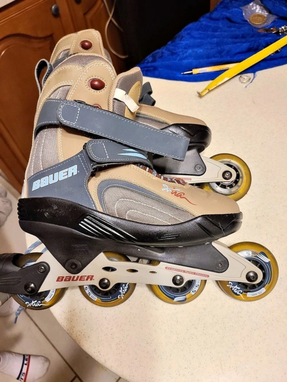Bauer Inline Roller Blades Skates Brown & Gray US 7.5